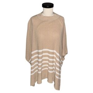 J. Crew Tan & White Striped Poncho